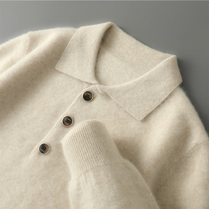 Mens 100% Polo Knit Shirt | Button Collar, Relaxed Fit, Business Casual, Premium Soft Thermal Comfort