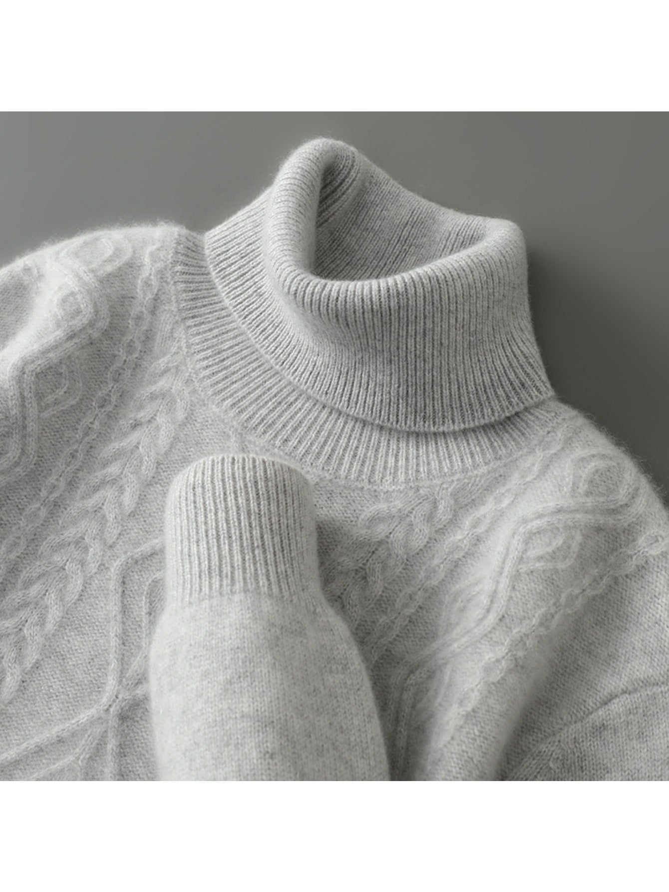 Mens 100% Velvet High Neck Jacquard Sweater | Thickened Vintage Knit Top Thermal Comfort Relaxed