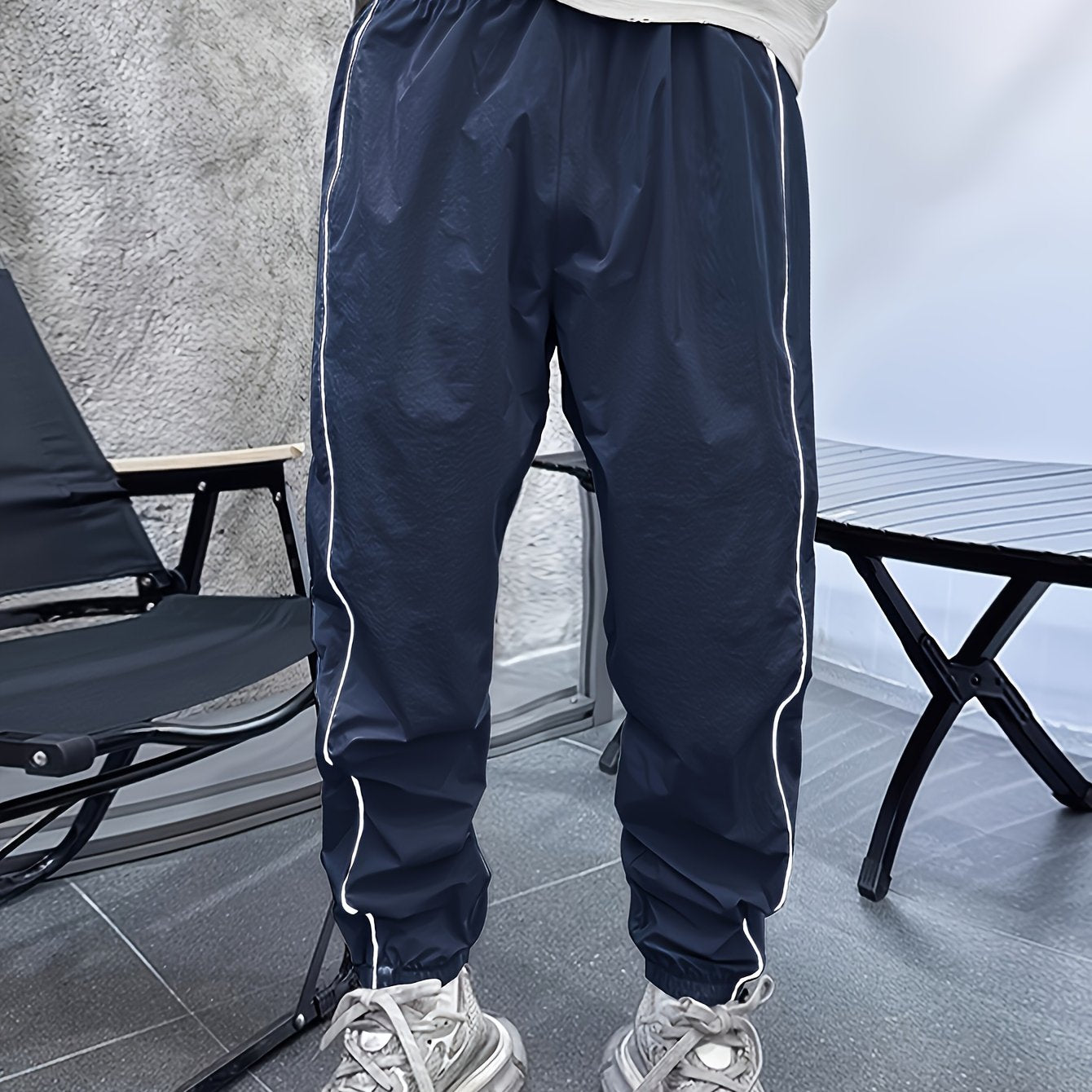 Men's Fashion Casual Drawstring Pants with Side Stripes, Breathable Comfort Long Trousers for Outdoor Activities and Sports Style