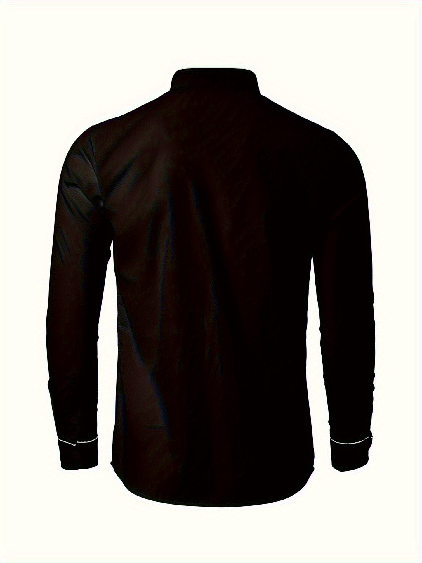 Precise Stand Collar Men'S Dress Shirt | No Wrinkle, Button Up, Fashionable Casual Attire, Comfortable, Regular Fit, Solid Color, Long Sleeve