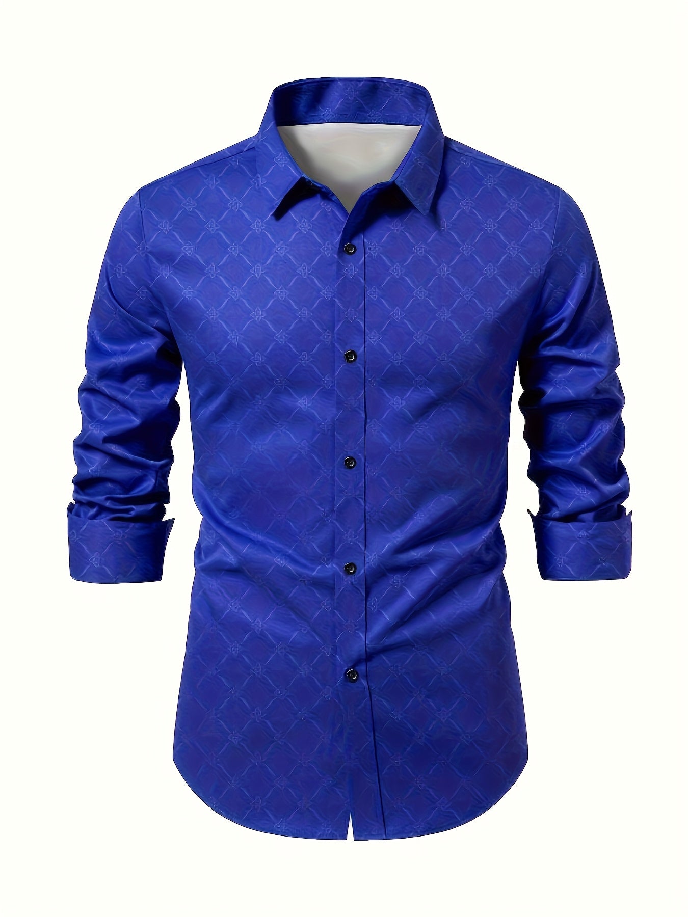 Long Sleeve Solid Color Business Formal Dress Shirt, Long Sleeve Men's Shirt, Royal  Dress Shirt, Luxury Men's Shirt