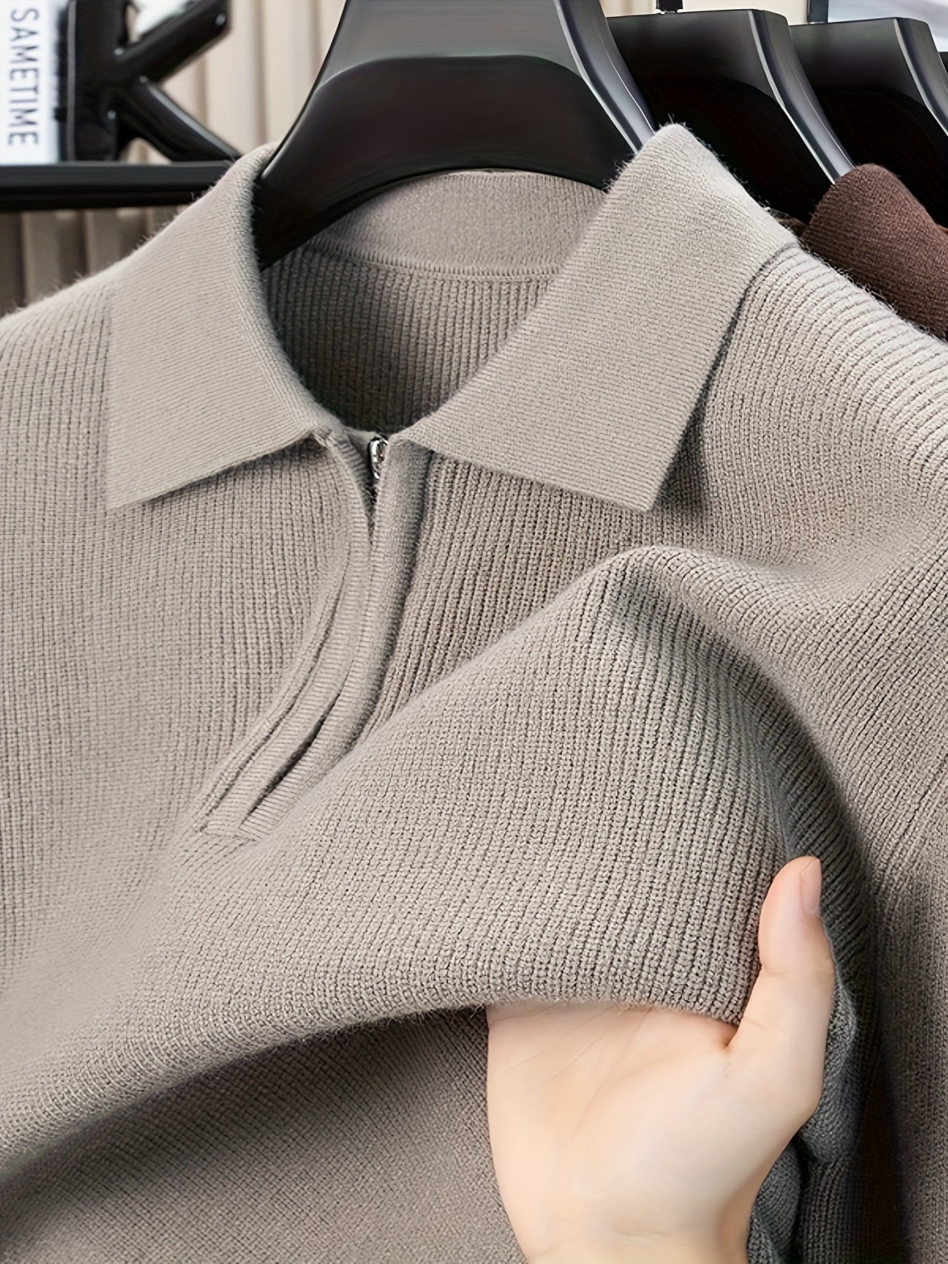 Men'S Heavyweight Thick Sweater | Slim-Fit Long Sleeve, Square Neck & Drop Shoulder Design, Elegant & Durable Knitwear for Autumn\Winter