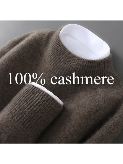 100% Pure Men'S Thickened Turtleneck Sweater with Raglan Sleeves, Loose Fit, Suitable for Business Casual, Solid Color Knitted Base Layer Top.