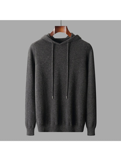 100% Australian Velvet Men'S Thick Solid-Color Hooded Sweater | Luxury Velvet Knit, Casual and Business Wear