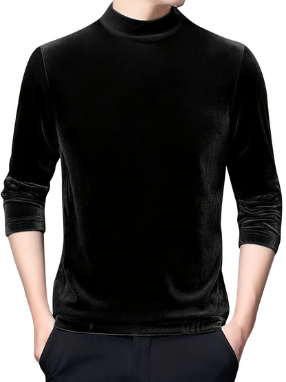 Men'S High Neck Long Sleeved T Shirt And Style Casual And Versatile Base Layer Top, Plus Size