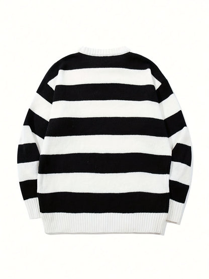 Men'S Casual Striped Crew Neck Pullover | Long Sleeve, Rib-Knit, Loose Fit, Perfect for Fall\Winter