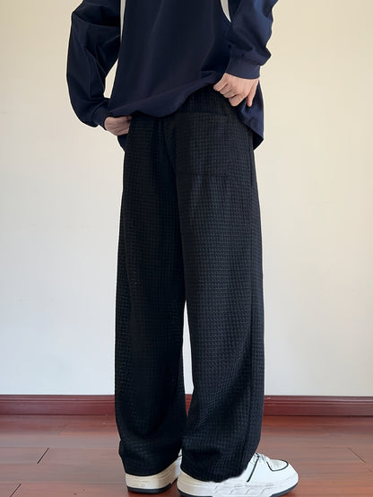 Men's Fashion Casual Sports Pants, Elastic Drawstring Waistband, Textured Fabric, Suitable for Daily Leisure Wear