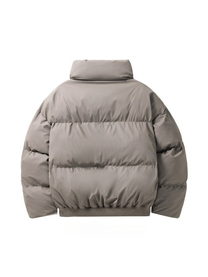 Winter New American PU Tide Brand Clean fit Stand-Up Collar Bread Clothes | Warm -Padded Jacket with Fiber Filler, Solid Color, Non-Stretch Fabric, Zipper Detail