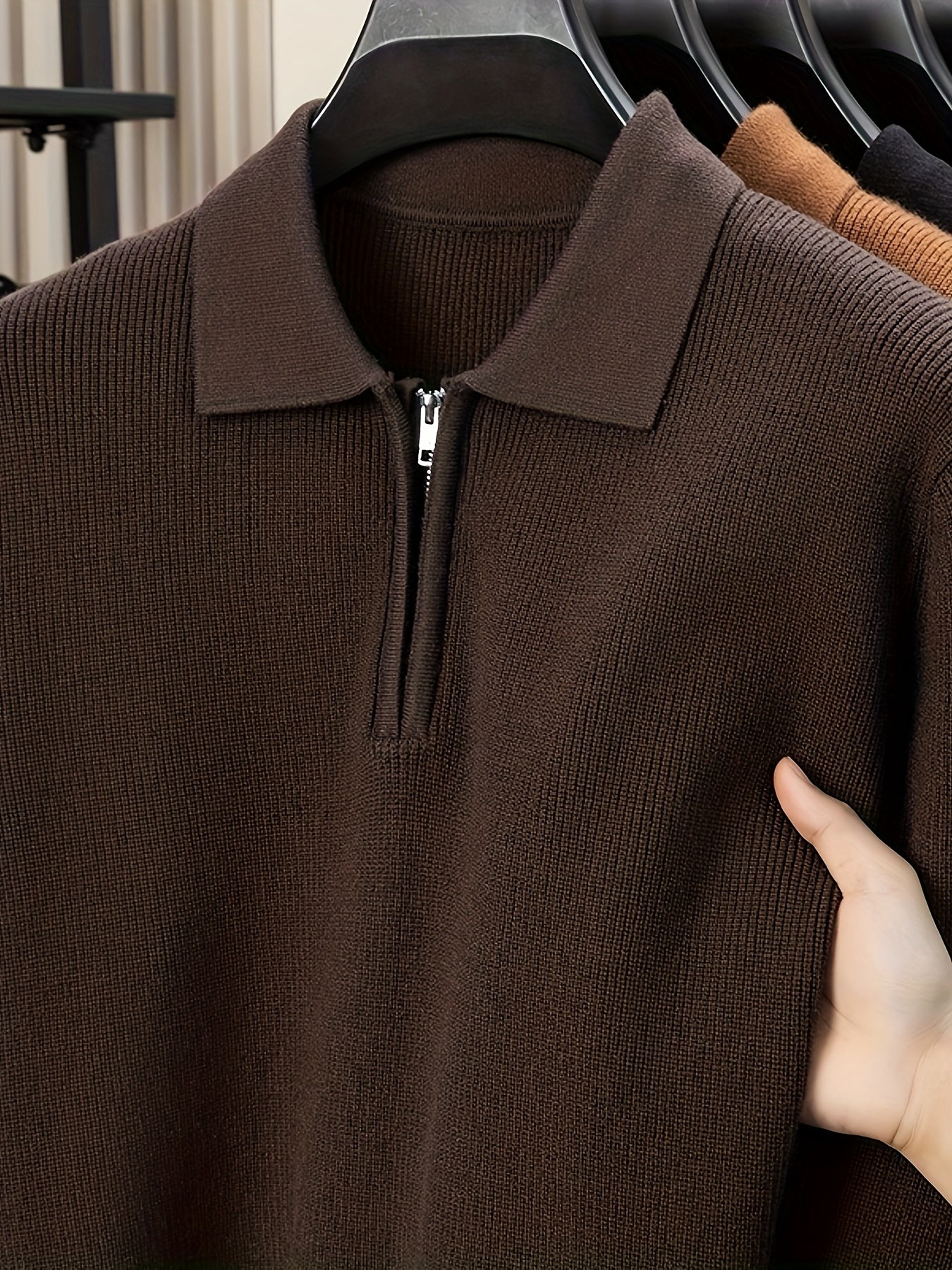 Men'S Heavyweight Thick Sweater | Slim-Fit Long Sleeve, Square Neck & Drop Shoulder Design, Elegant & Durable Knitwear for Autumn\Winter