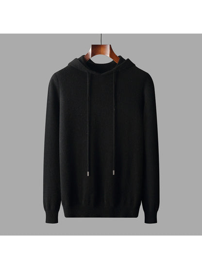 100% Australian Velvet Men'S Thick Solid-Color Hooded Sweater | Luxury Velvet Knit, Casual and Business Wear