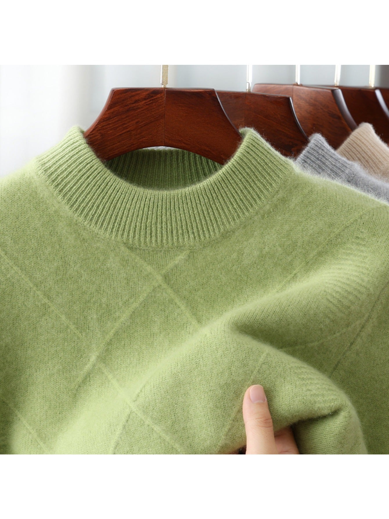 Men'S 100% Velvet Mock Neck Sweater | Thickened, Casual Knit Top for Fall\Winter, Loose Fit, Long Sleeve, Polyester Lined