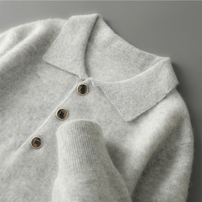 Mens 100% Polo Knit Shirt | Button Collar, Relaxed Fit, Business Casual, Premium Soft Thermal Comfort