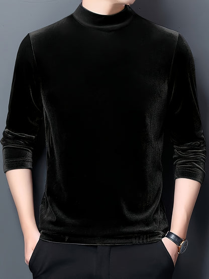 Men'S High Neck Long Sleeved T Shirt And Style Casual And Versatile Base Layer Top, Plus Size