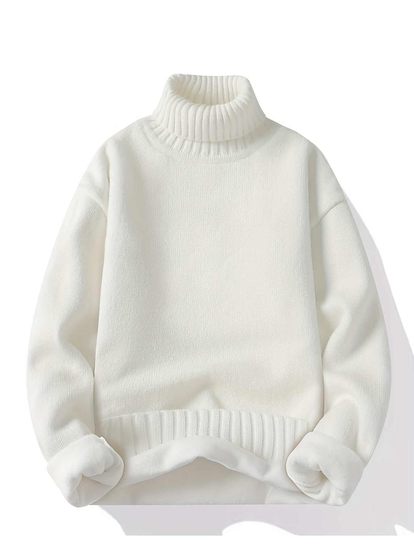 Autumn And Winter Men's High Collar Sweater with Thick Velvet for Winter Warmth, Fashionable And Versatile Casual Top, Knitted Sweater Base, Men's Warm Sweater