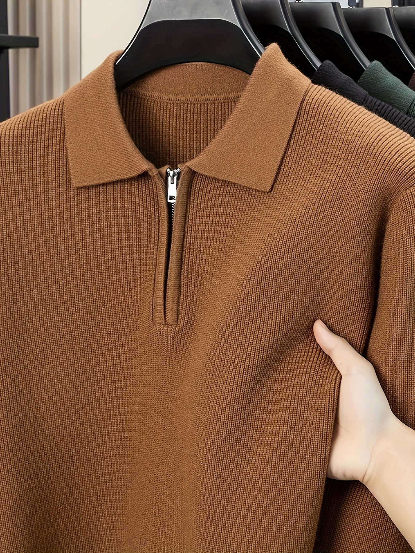 Men'S Heavyweight Thick Sweater | Slim-Fit Long Sleeve, Square Neck & Drop Shoulder Design, Elegant & Durable Knitwear for Autumn\Winter