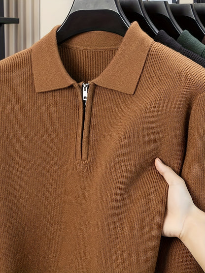 Men'S Heavyweight Thick Sweater | Slim-Fit Long Sleeve, Square Neck & Drop Shoulder Design, Elegant & Durable Knitwear for Autumn\Winter