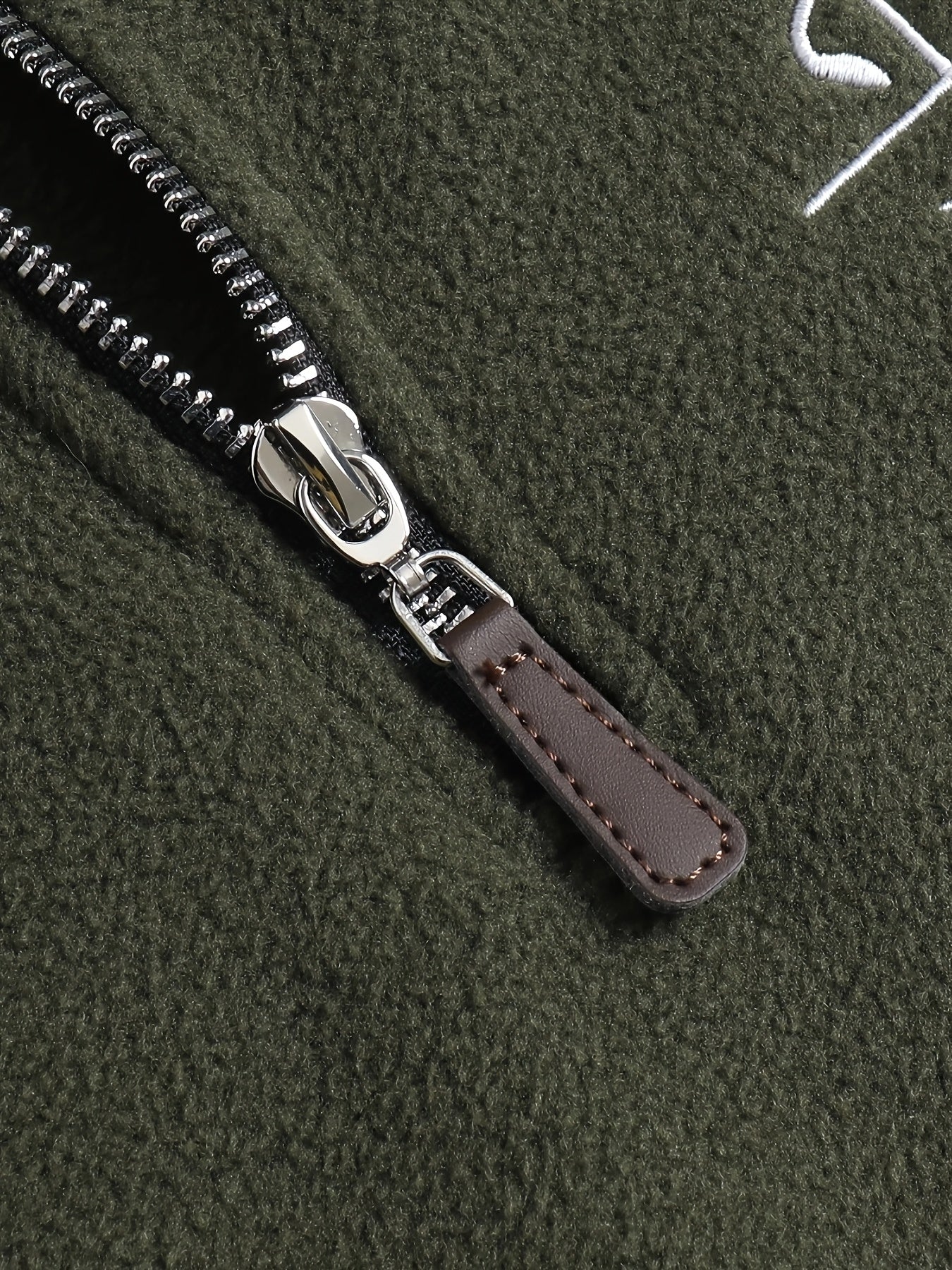 Warm Long Sleeve Men's Embroidered Fleece Pullover - Stylish Half-Zip Stand Collar Sweatshirt for Fall\Winter